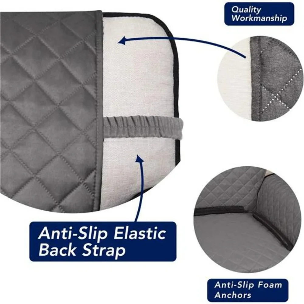 Washable Couch Cover with Non Slip Foam and Elastic Straps for Kids, Dogs, Pets